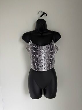 Windsor Gray Snake Print Cropped Cami Top Size L